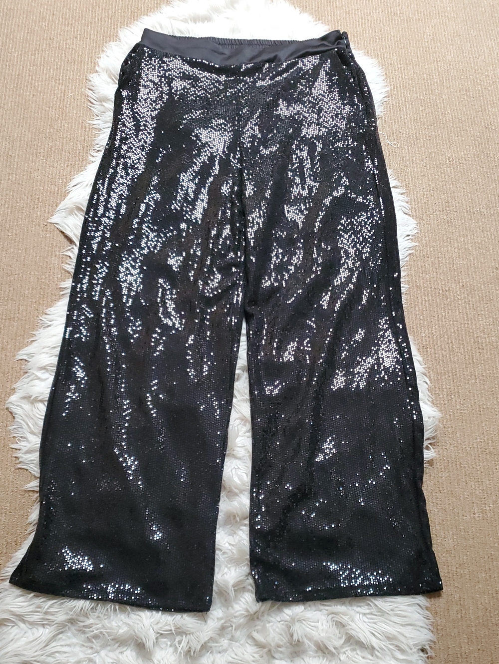 Gibson Black Sequin Wide-Leg Pants